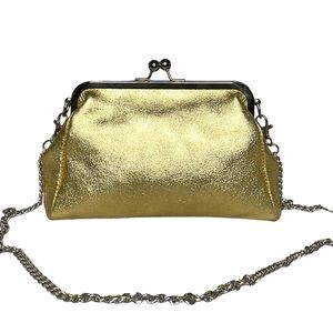 UNO ALLA VOLTA FLORENTINE LEATHER METALLIC GOLD CROSSBODY BAG OR CLUTCH